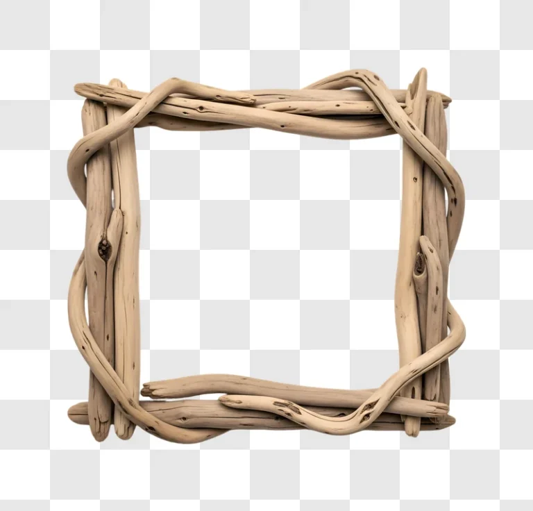 rustic driftwood frame on a beige background edited