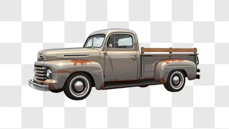 rusty vintage pickup truck isolated illustration edited