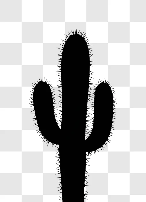 saguaro cactus silhouette with spiky outline edited
