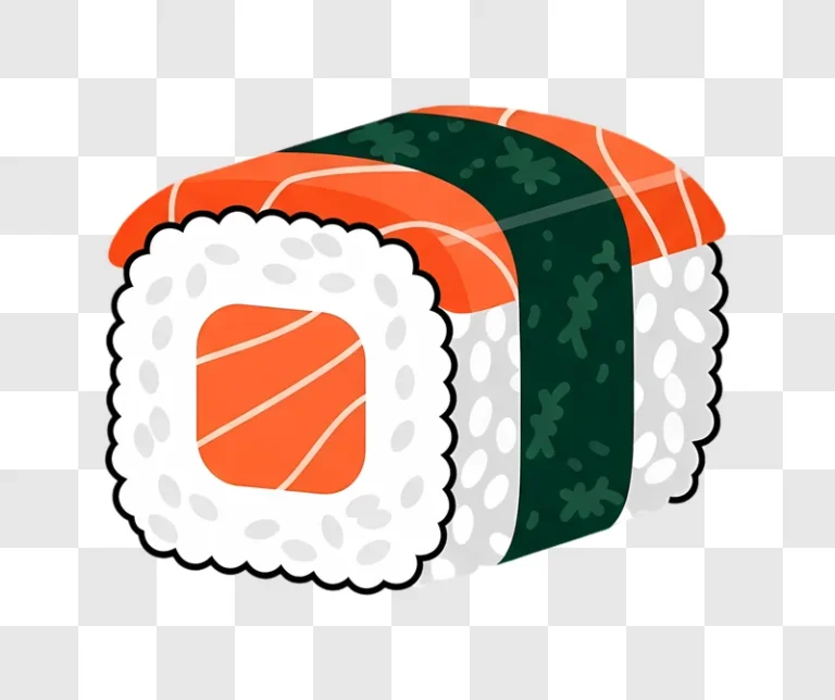 salmon sushi roll and nigiri illustration edited