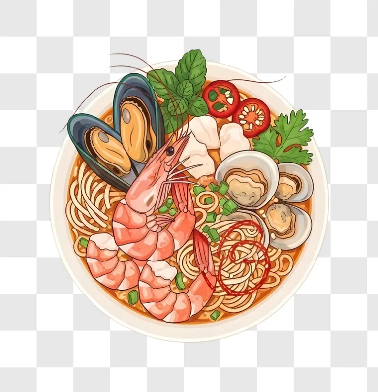 seafood noodle soup with shrimp and mussels edited
