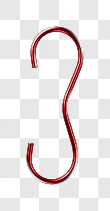 shiny red s shape metal hook on surface edited