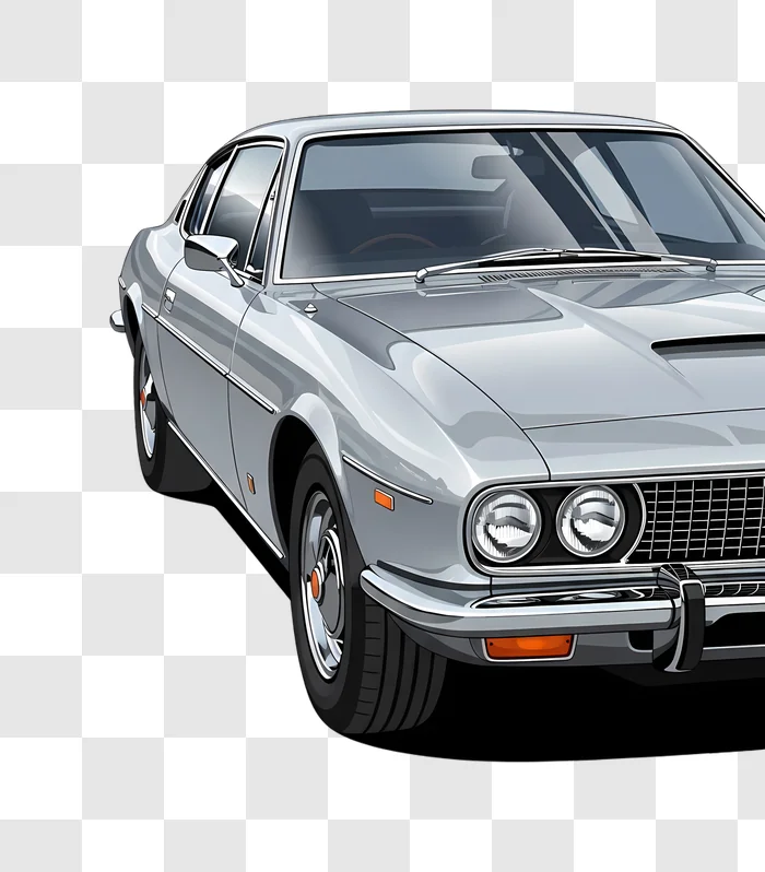 silver classic sports car detailed illustration edited