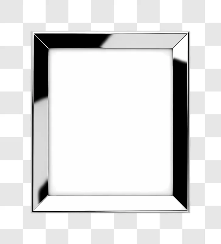 silver metallic square frame with white interior edited