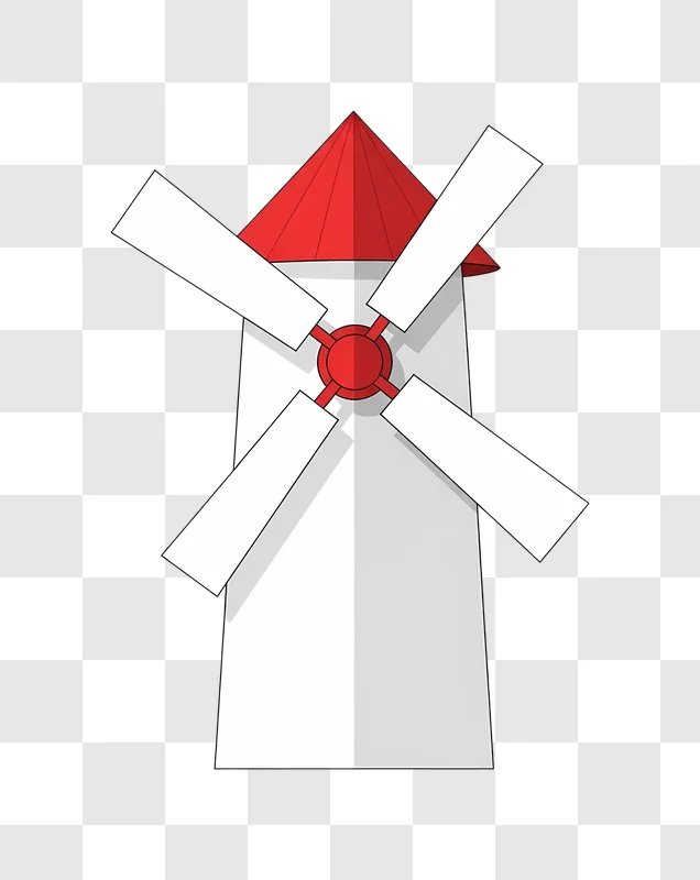 simple graphic windmill red roof illustration edited
