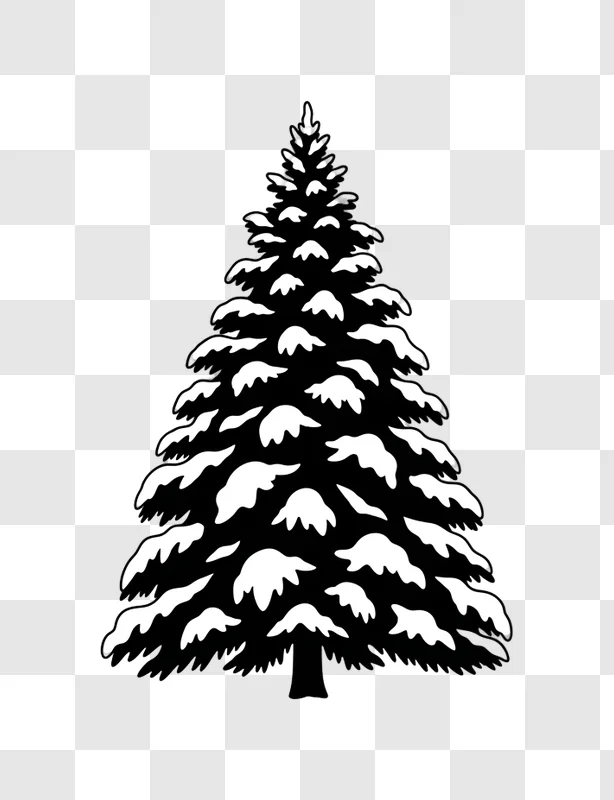simple snow covered evergreen tree silhouette edited
