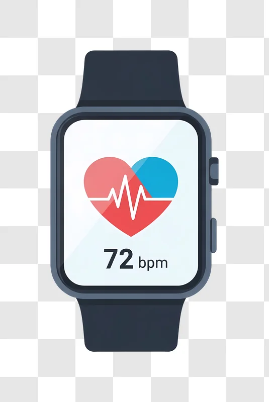 smartwatch displaying heart rate on white screen edited