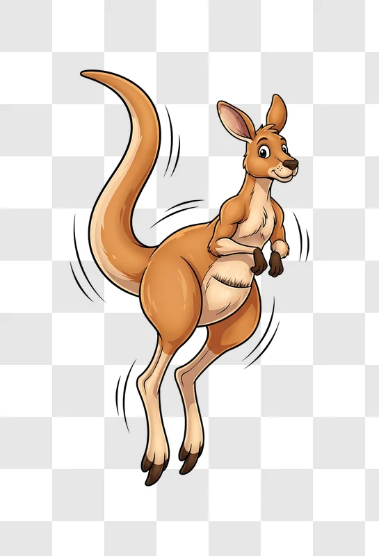 smiling cartoon kangaroo standing tall edited