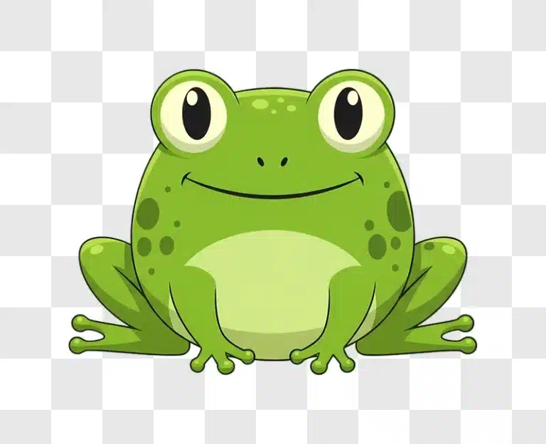 smiling green cartoon frog isolated edited