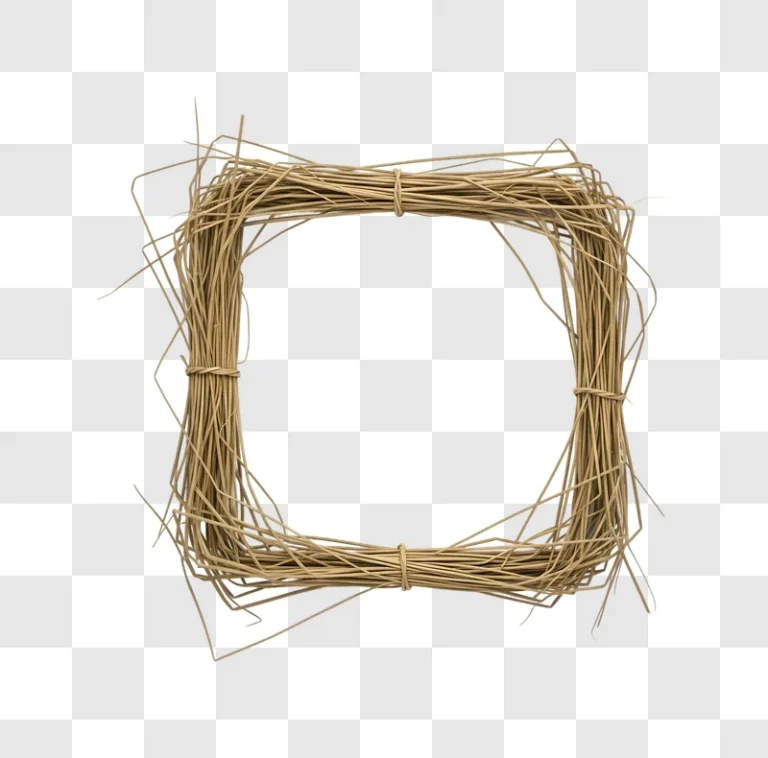 square rustic twig frame on brown background edited