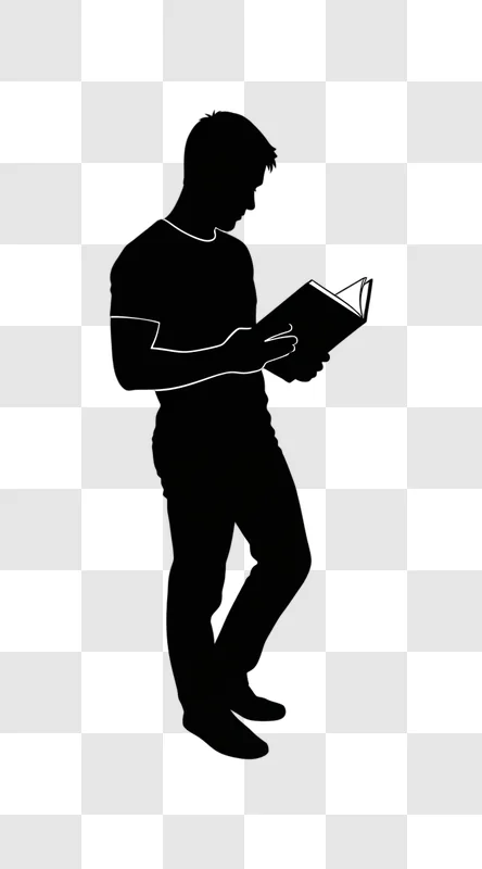 standing man reading book silhouette edited