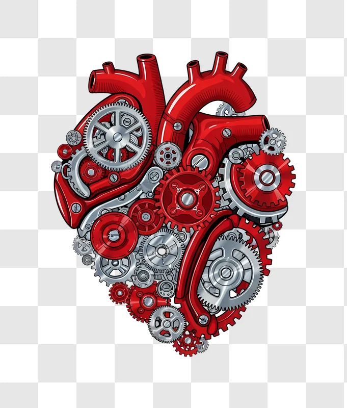 steampunk heart design with gears and pipes edited