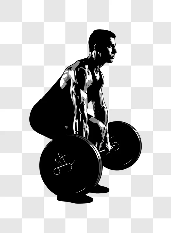 strong man deadlifting barbell vector art edited