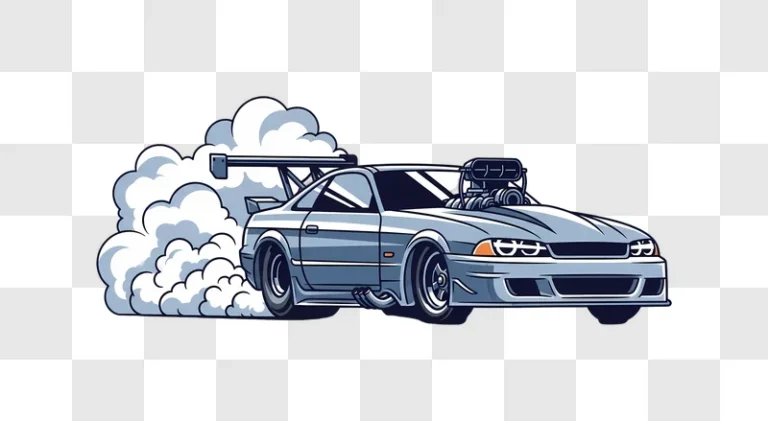 stylized drift car blowing smoke edited