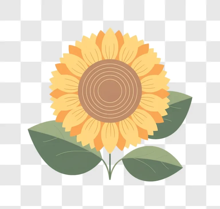 stylized sunflower with green leaves edited