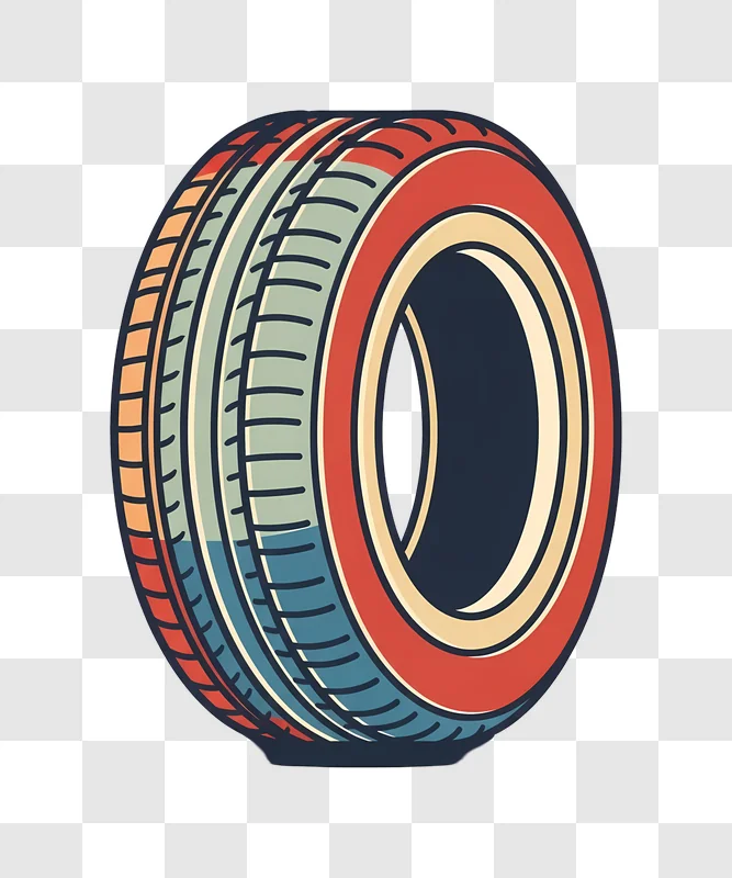 stylized tire with red orange blue bands edited
