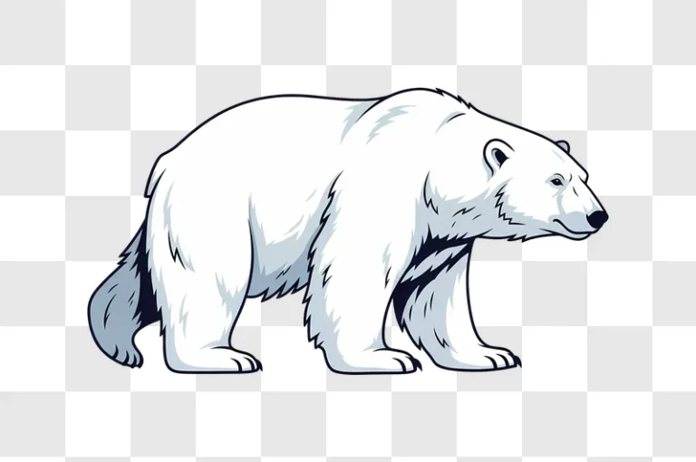 stylized white polar bear walking illustration edited