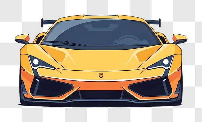 stylized yellow sports car front view edited