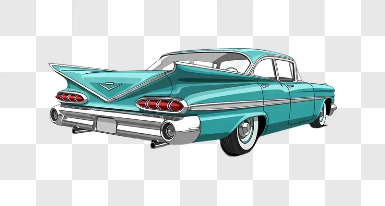teal classic american car with fins illustration edited
