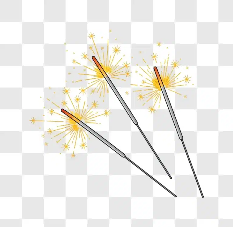 three illustrated sparklers golden light burst edited