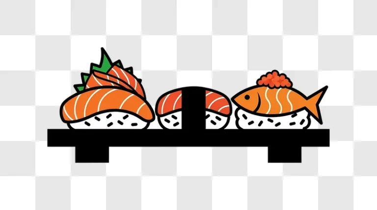 three salmon sushi pieces and fish nigiri edited
