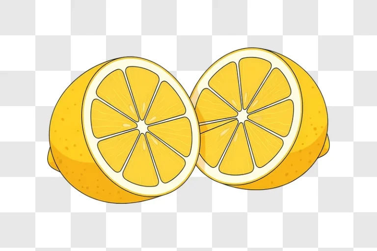 two sliced yellow lemons cartoon illustration edited