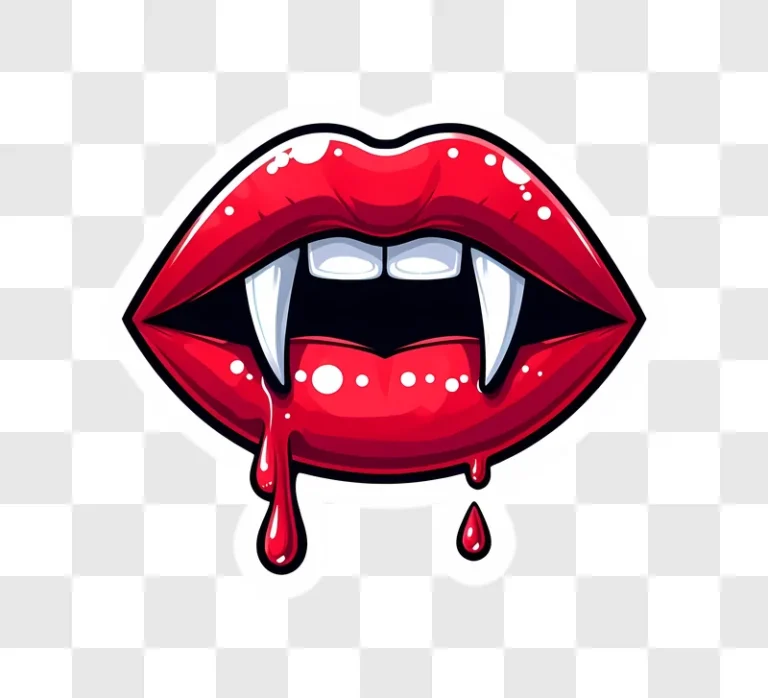 vampire lips dripping blood halloween illustration edited