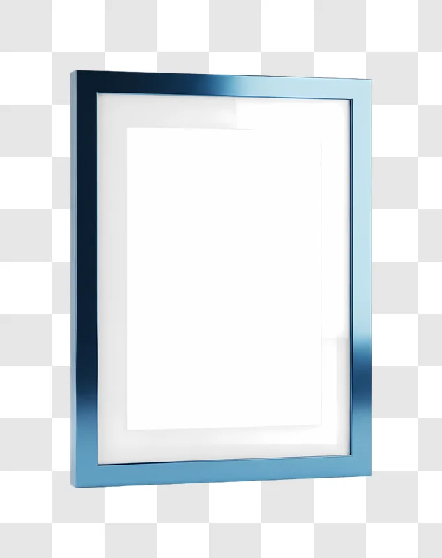 vertical empty modern metallic blue picture frame edited