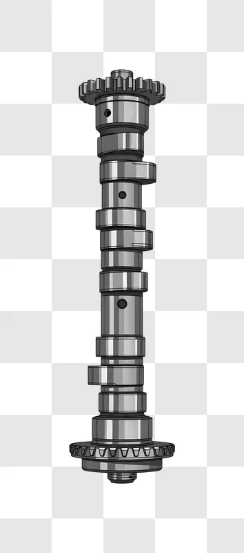 vertical metal camshaft gear on black background edited