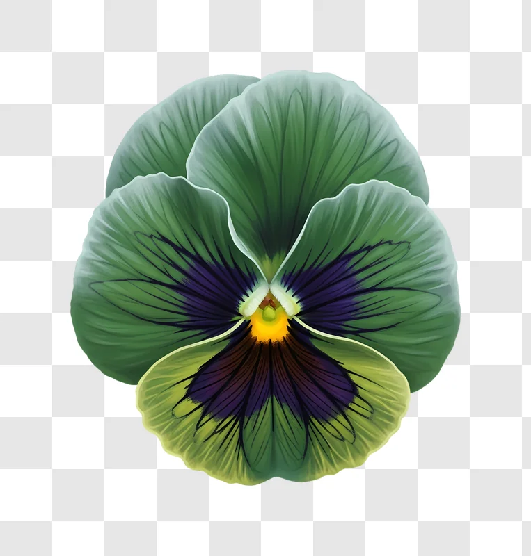 vibrant green and purple pansy illustration edited