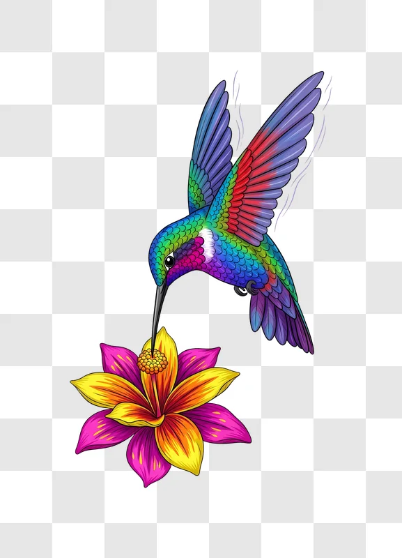 vibrant hummingbird feeding nectar from flower edited