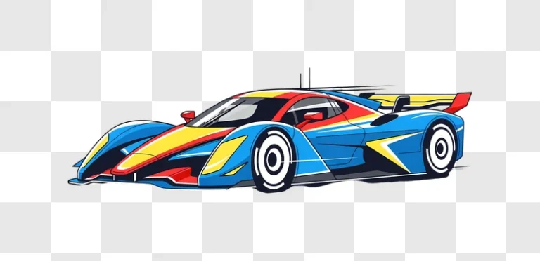 vibrant illustrated race car isolated view edited