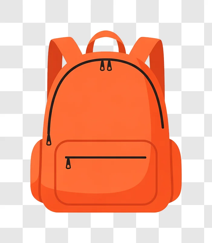 vibrant orange school backpack isolated simple style edited