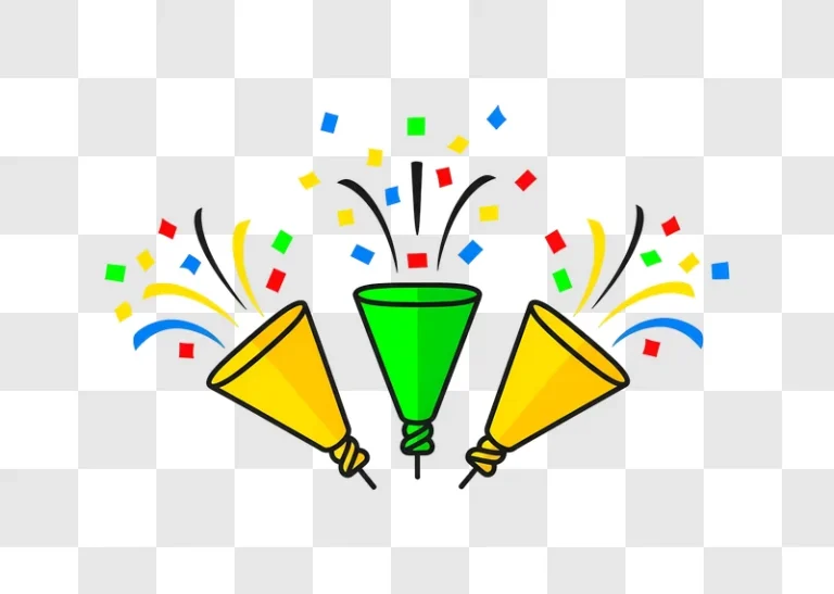 vibrant party horns with confetti illustration edited