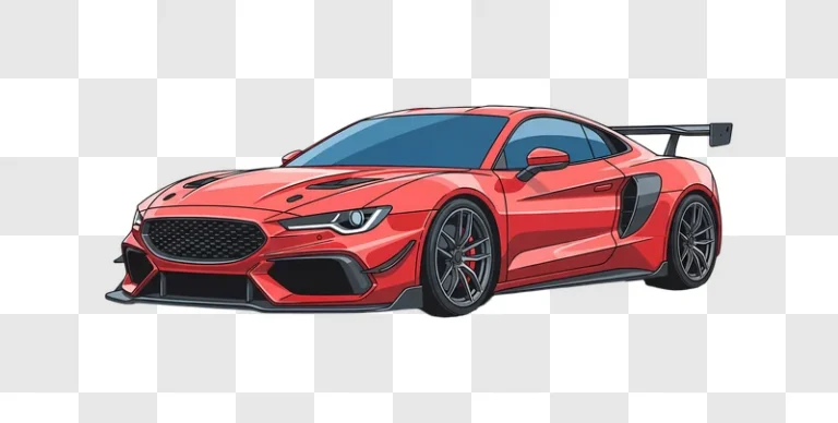 vibrant red sports car illustration isolated edited
