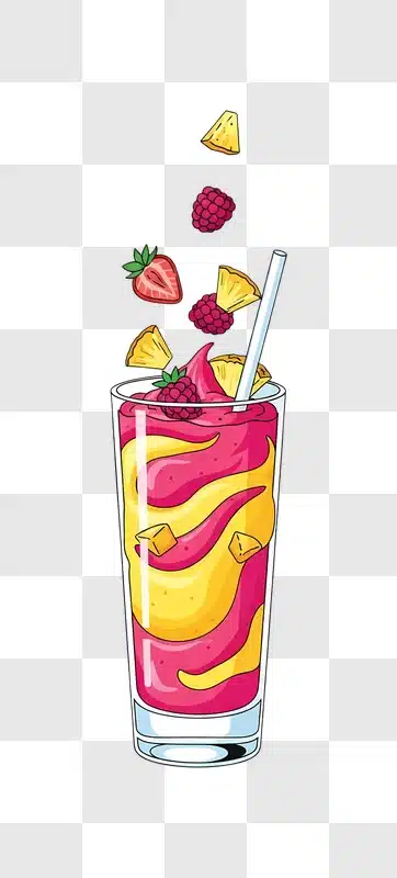 vibrant swirl smoothie with falling fruits edited