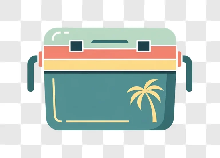 vintage cooler with palm tree graphic edited