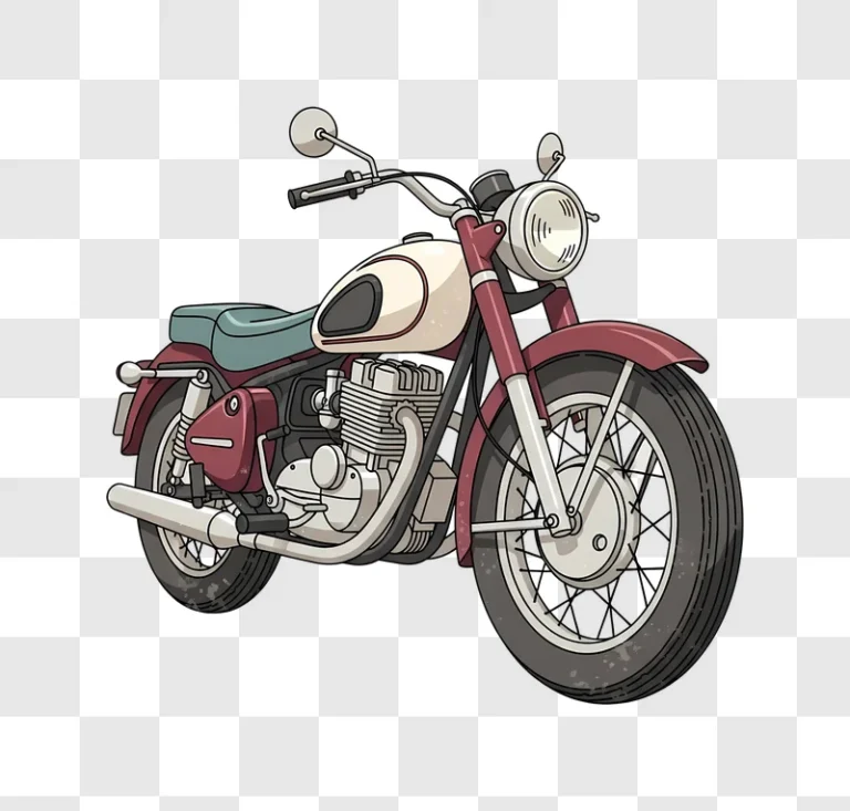 vintage motorcycle with red and cream colors edited