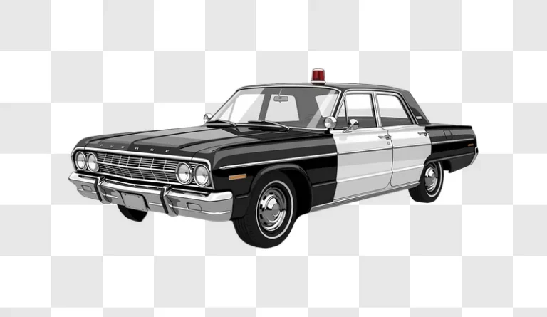 vintage police sedan with red light illustration edited