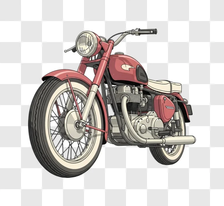 vintage red motorcycle detailed illustration edited