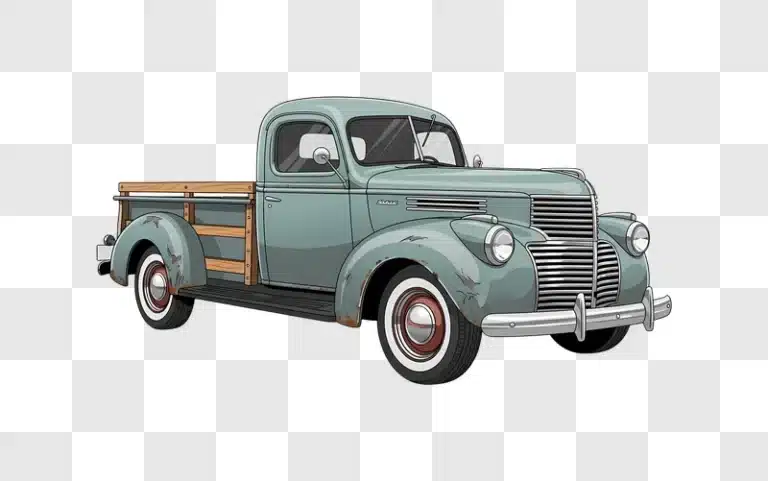 vintage rustic pickup truck illustration edited