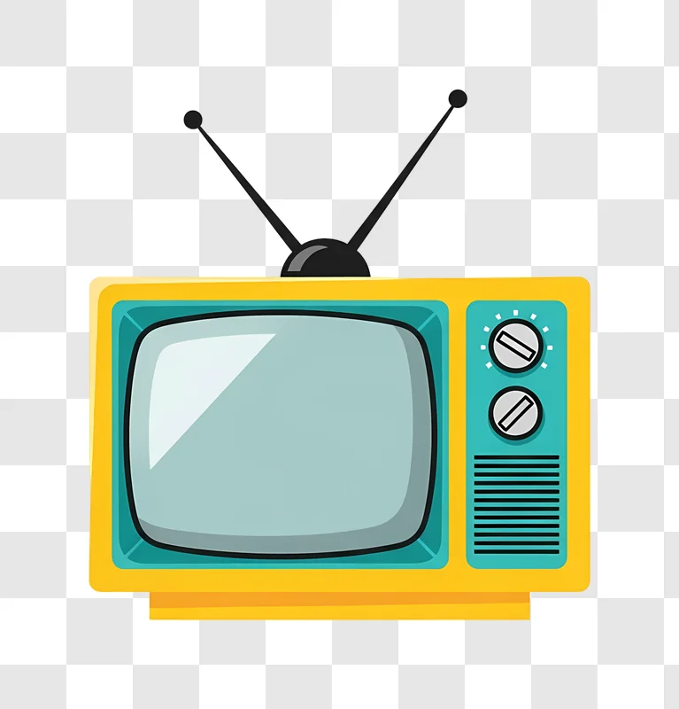 vintage yellow and teal tv with antenna edited