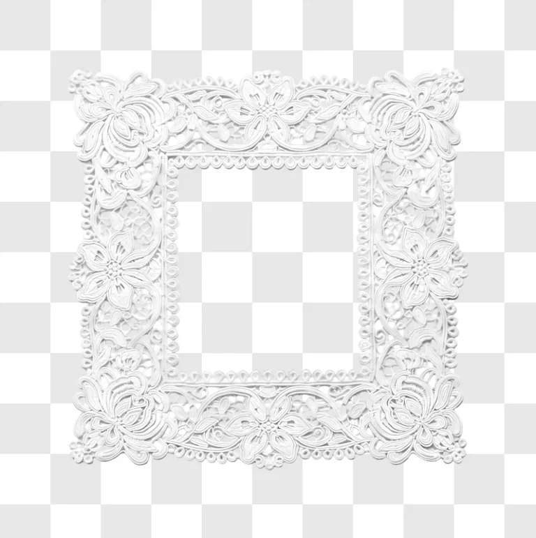 white intricate lace floral frame edited