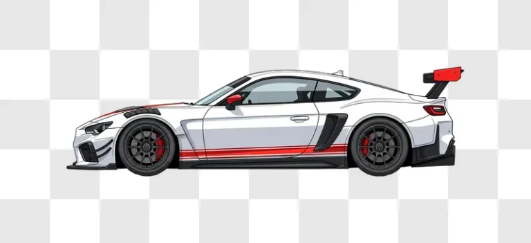 white race car with red accents side view edited