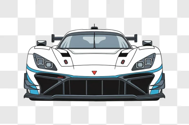 white racing car front view illustration edited
