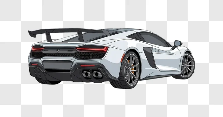white sports car rear view isolated vector art edited