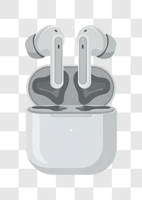 white wireless earbuds in an open charging case edited