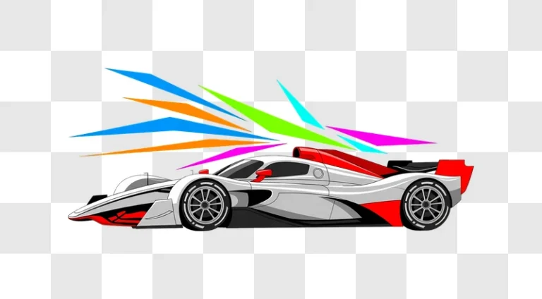 white and red race car with dynamic abstract background edited