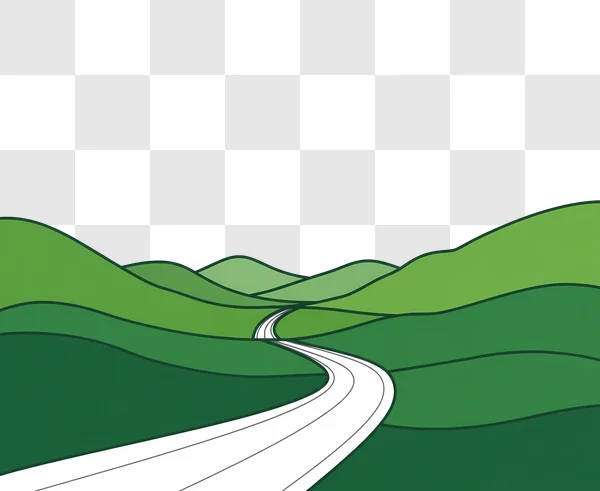 winding road through green hills edited