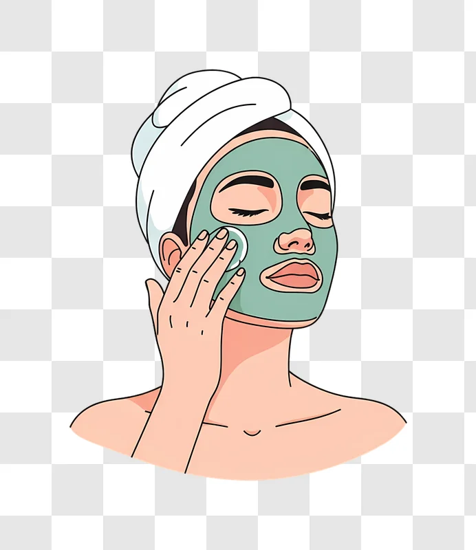 woman applying green facial mask illustration edited